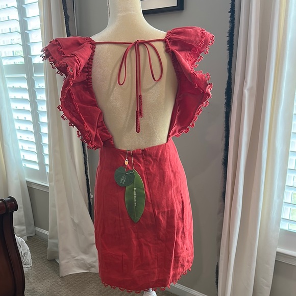 NWT - FARM Rio Red Ruched Mini Sundress - Picture 3 of 7